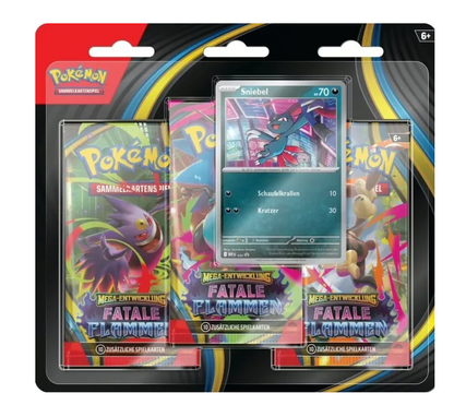 Pokémon Fatale Flammen 3-Pack Blister Snibel Edition Deutsch kaufen – JustNerdsTCG