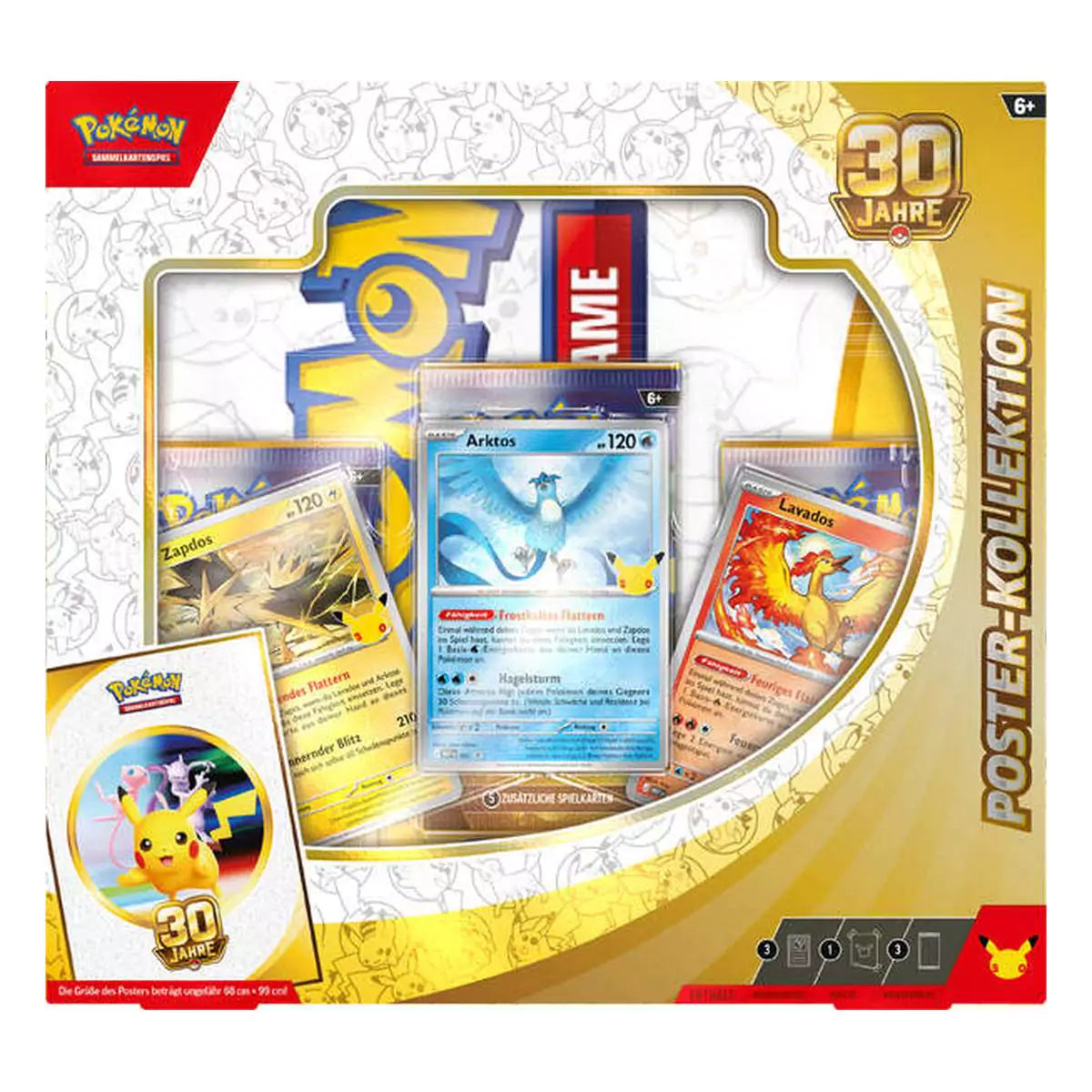 Pokémon 30 Jahre Poster Kollektion Deutsch – Arktos, Zapdos und Lavados Promokarten