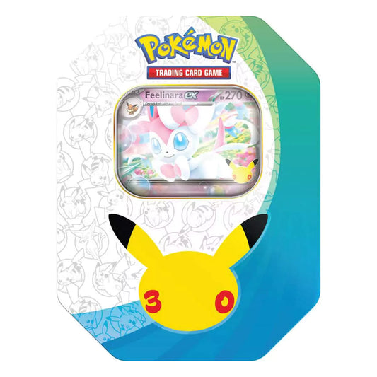 Pokémon 30 Jahre Tin Box Tag Deutsch – Feelinara-ex Promokarte und 4 Booster
