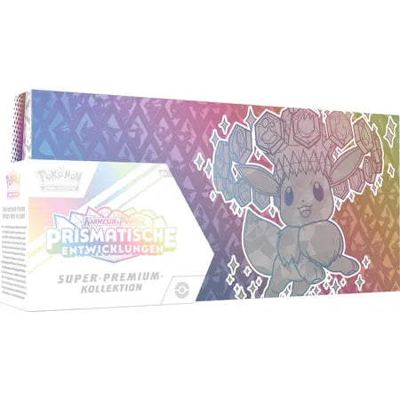 Pokémon Prismatische Entwicklungen Super-Premium-Kollektion UPC – Frontansicht Verpackung Deutsch – JustNerdsTCG
