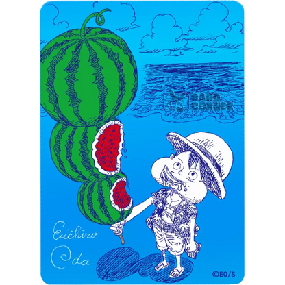 One Piece NatsuComi 2026 Promo Watermelon Luffy – Kartenansicht Metallic Foil – JustNerdsTCG